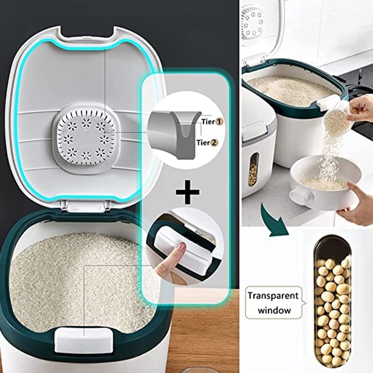 5285 Rice Storage Containers, Airtight Storage Box With Pouring Cups, Sealed Rice Bucket, Household Storage Box For home & Kitchen Use DeoDap 5285 Rice Storage Containers, Airtight Storage Box With Pouring Cups, Sealed Rice Bucket, Household Storage Box For home & Kitchen Use DeoDap